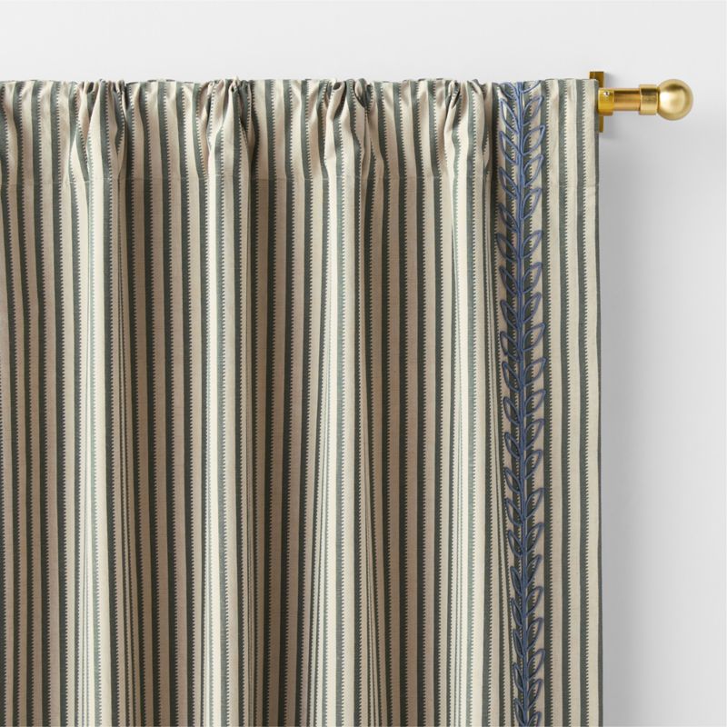 Charles Street Shade Green Embroidered Yarn-Dyed Blackout Window Curtain Panel 44"x63" by Jeremiah Brent - image 4 of 8