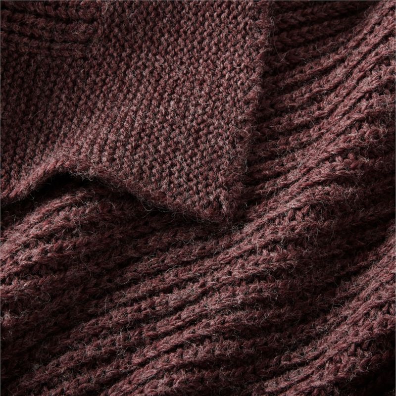 Cherished Chestnut Red Wool Blend 50"x60" Kids Fisherman's Knit Throw Blanket by Jeremiah Brent - image 5 of 8