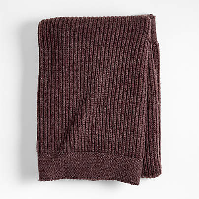 Cherished Chestnut Red Wool Blend 50"x60" Fisherman's Knit Kids Throw Blanket by Jeremiah Brent