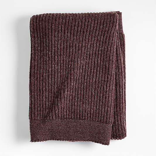 Cherished Chestnut Red Wool Blend 50"x60" Kids Fisherman's Knit Throw Blanket by Jeremiah Brent