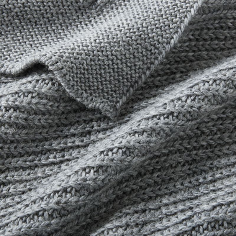 Cherished Smoke Blue Wool Blend 50"x60" Kids Fisherman's Knit Throw Blanket by Jeremiah Brent - image 6 of 8