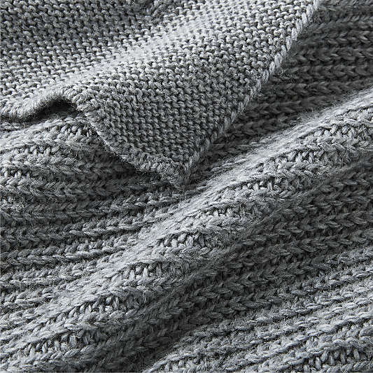 Cherished Smoke Blue Wool Blend 50"x60" Fisherman's Knit Kids Throw Blanket by Jeremiah Brent