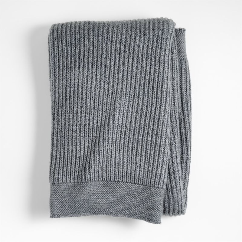 Cherished Smoke Blue Wool Blend 50"x60" Kids Fisherman's Knit Throw Blanket by Jeremiah Brent - image 0 of 8