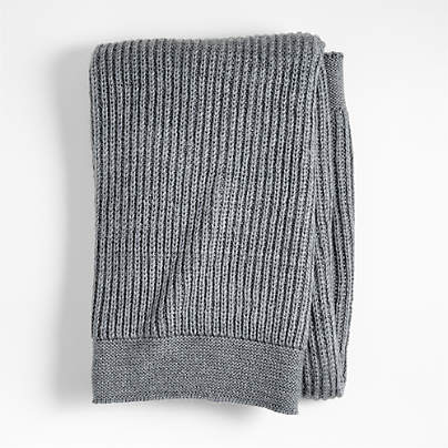 Cherished Smoke Blue Wool Blend 50"x60" Kids Fisherman's Knit Throw Blanket by Jeremiah Brent