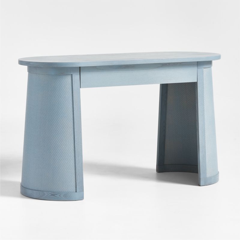 Collector's Cane and Wood Light Blue Kids Desk by Jeremiah Brent - image 3 of 7