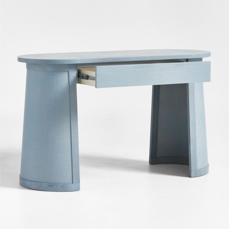 Collector's Cane and Wood Light Blue Kids Desk by Jeremiah Brent - image 4 of 7