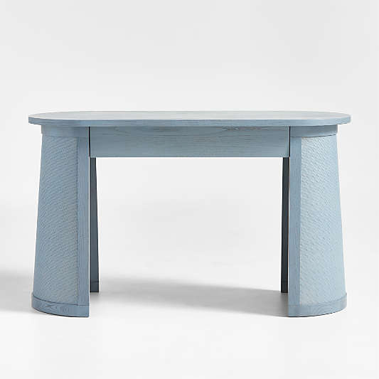 Collector's Cane and Wood Light Blue Kids Desk by Jeremiah Brent