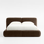 Salone Curved Light Grey Upholstered Queen Bed