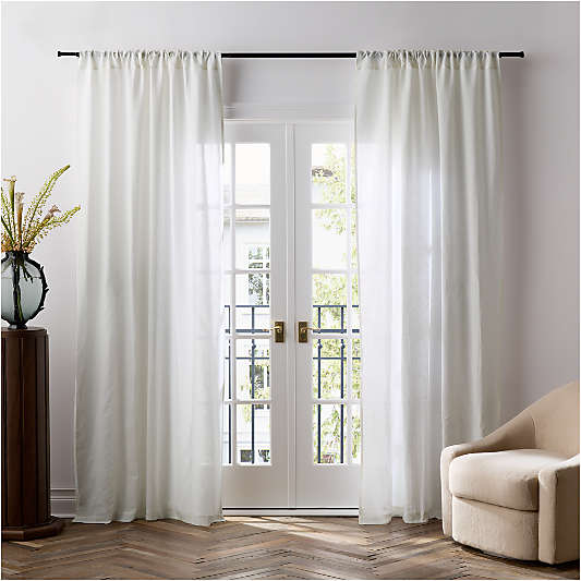 Crisp White Deco Linen Sheer Window Curtain Panel by Jeremiah Brent