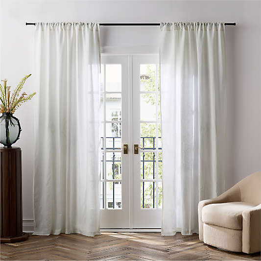 Crisp White Deco Linen Sheer Window Curtain Panel 52"x108" by Jeremiah Brent