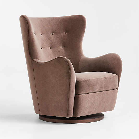 Embrace Chocolate Brown Velvet Swivel Glider Nursery Chair by Jeremiah Brent