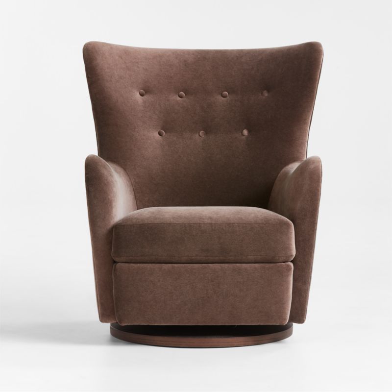 Embrace Chocolate Brown Velvet Swivel Glider Nursery Chair by Jeremiah Brent - image 6 of 9