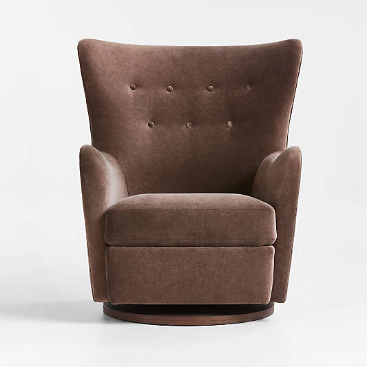 Embrace Chocolate Brown Velvet Swivel Glider Nursery Chair by Jeremiah Brent