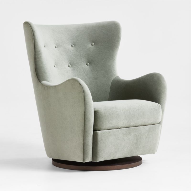 Embrace Sage Green Velvet Swivel Glider Nursery Chair by Jeremiah Brent Crate Kids