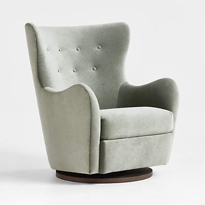 Embrace Sage Green Velvet Swivel Glider Nursery Chair by Jeremiah Brent