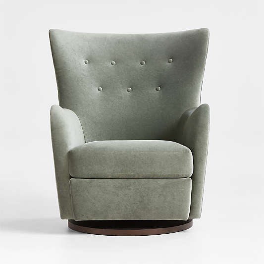 Embrace Sage Green Velvet Swivel Glider Nursery Chair by Jeremiah Brent