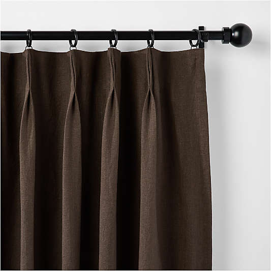 French Pleat Deep Brown Linen Blend Blackout Window Curtain Panel 48"x108" by Jeremiah Brent