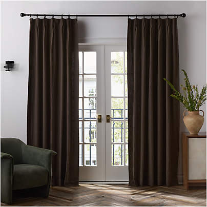 French Pleat Deep Brown Linen Blend Window Curtain Panel 48"x84" by Jeremiah Brent