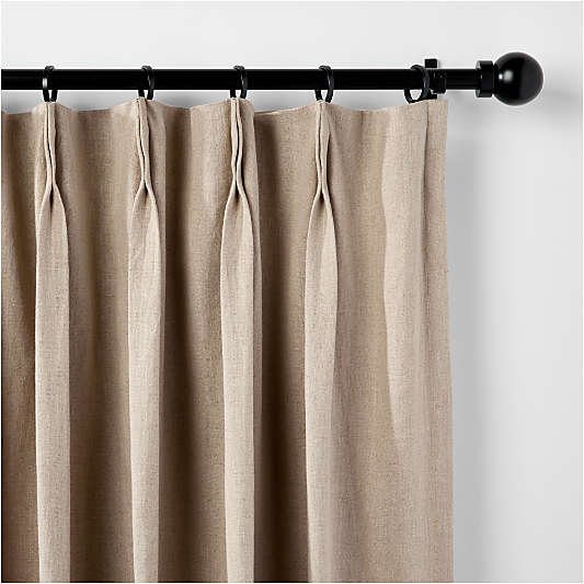 French Pleat Natural Taupe Linen Blend Blackout Window Curtain Panel 48"x96" by Jeremiah Brent