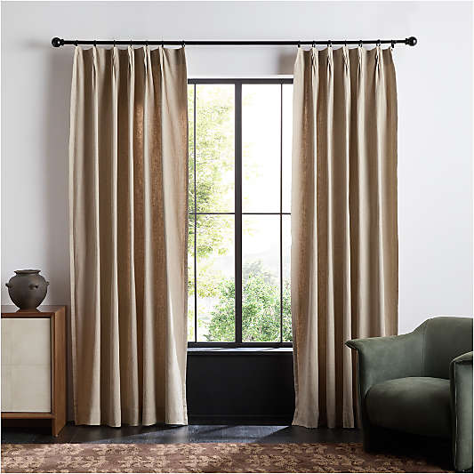 French Pleat Natural Taupe Linen Blend Window Curtain Panel 48"x96" by Jeremiah Brent