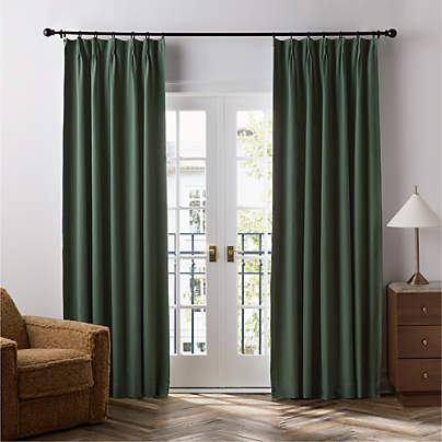 French Pleat Verdigris Green Linen Blend Blackout Window Curtain Panel 48"x84" by Jeremiah Brent