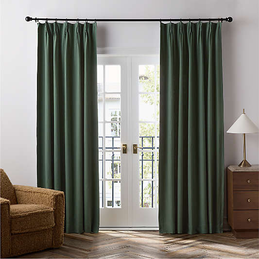 French Pleat Verdigris Green Linen Blend Blackout Window Curtain Panel 48"x96" by Jeremiah Brent