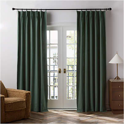 French Pleat Verdigris Green Linen Blend Window Curtain Panel 48"x120" by Jeremiah Brent