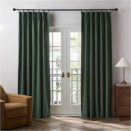 French Pleat Verdigris Green Linen Blend Window Curtain Panel 48"x108" by Jeremiah Brent