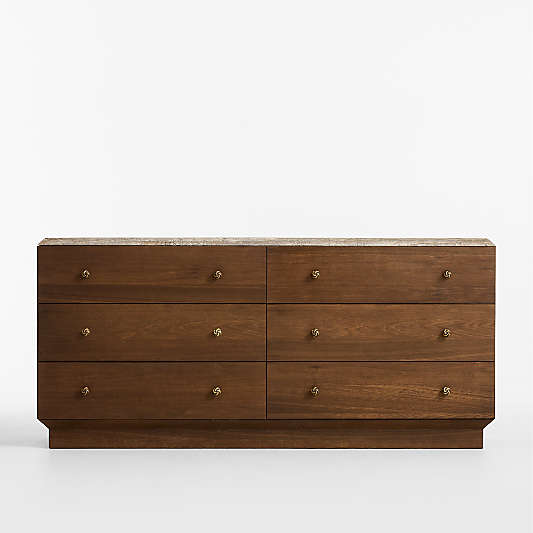 Fusao 66" Stone and Wood 6-Drawer Dresser by Jeremiah Brent