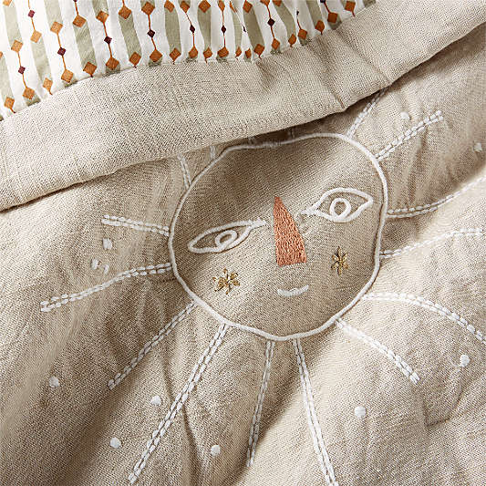 Gwen Embroidered Organic Cotton Baby Crib Quilt by Jeremiah Brent