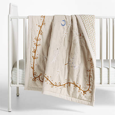 Gwen Embroidered Organic Cotton Baby Crib Quilt by Jeremiah Brent