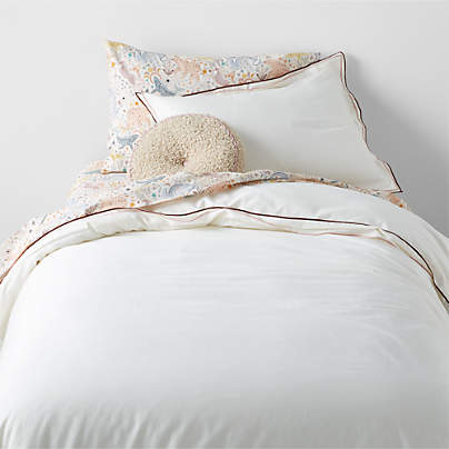 Serenity Double Flange Warm Colorway Organic Cotton Sateen Kids Twin Duvet Cover by Jeremiah Brent