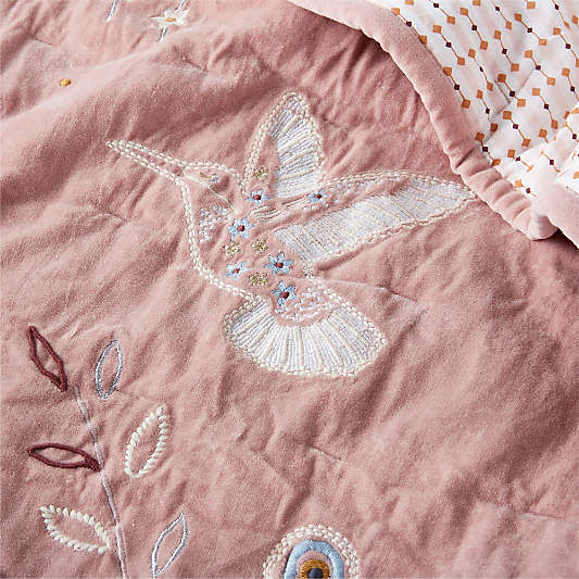 Heirloom Embroidered Organic Cotton Velvet Kids Quilt by Jeremiah Brent