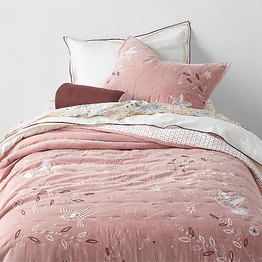 Heirloom Embroidered Velvet Kids Twin Quilt by Jeremiah Brent