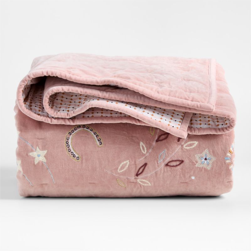 Heirloom Embroidered Organic Cotton Velvet Kids Full/Queen Quilt by Jeremiah Brent - image 7 of 13