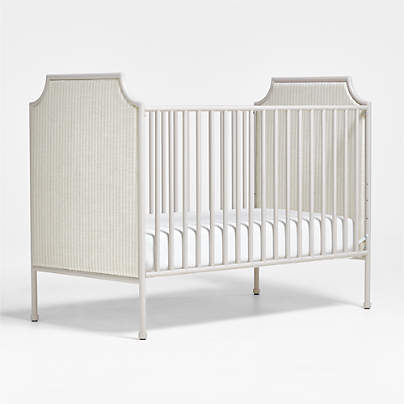 Heritage Metal and Upholstered Cozy Grey Convertible Baby Crib by Jeremiah Brent