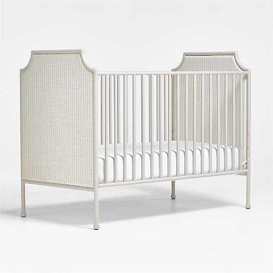 Heritage Metal and Upholstered Cozy Grey Convertible Baby Crib and Toddler Bed Rail by Jeremiah Brent