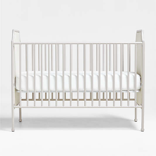 Heritage Metal and Upholstered Cozy Grey Convertible Baby Crib and Toddler Bed Rail by Jeremiah Brent