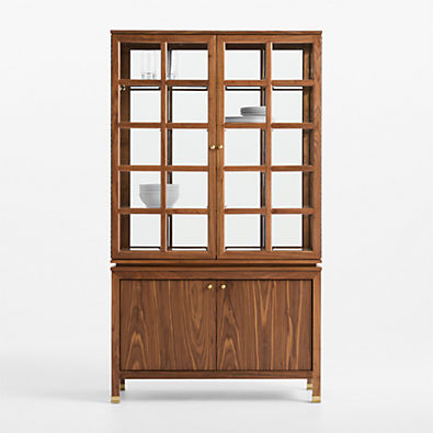 View Lattice 40" Walnut and Glass Storage Display Cabinet by Jeremiah Brent details