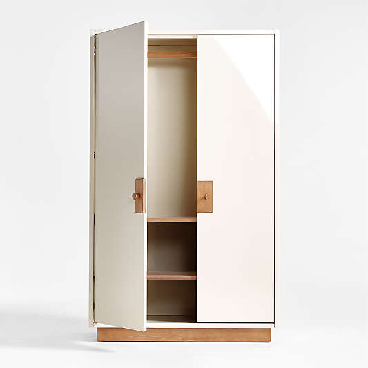 Memoire Ivory High-Gloss Lacquer Kids Storage Armoire Cabinet by Jeremiah Brent