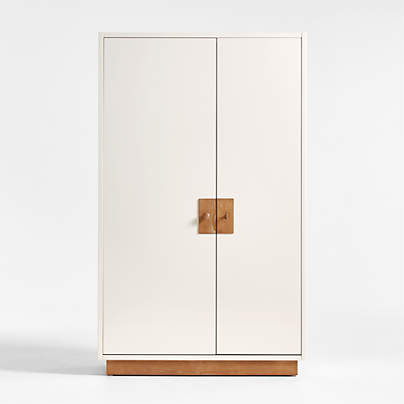 Memoire Ivory High-Gloss Lacquer Kids Storage Armoire Cabinet by Jeremiah Brent