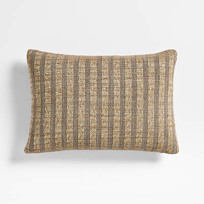 Modicum Stripe 22"x15" Smog Grey Throw Pillow with Feather Insert by Jeremiah Brent