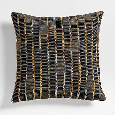 Modicum Stripe 23"x23" Deep Brown Throw Pillow with Feather Insert by Jeremiah Brent