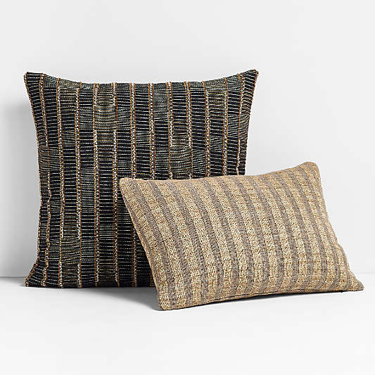 Modicum Stripe 22"x15" Smog Grey Throw Pillow by Jeremiah Brent