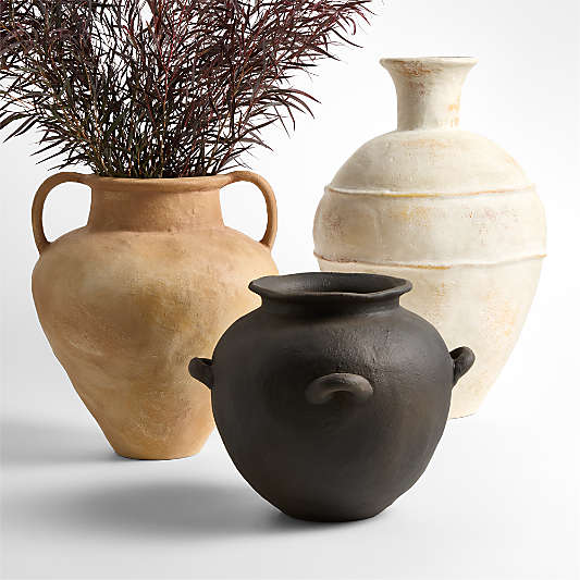Museion Large Cream Earthenware Clay Vase 18.5 by Jeremiah Brent