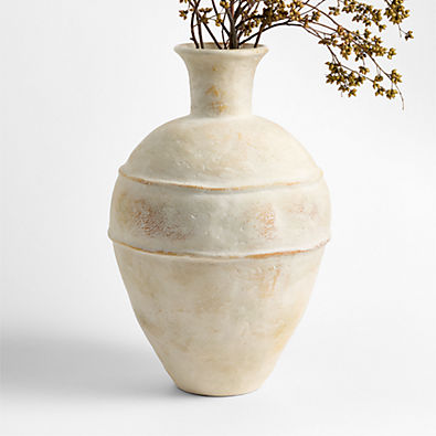 View Museion Large Cream Earthenware Clay Vase 18.5 by Jeremiah Brent details