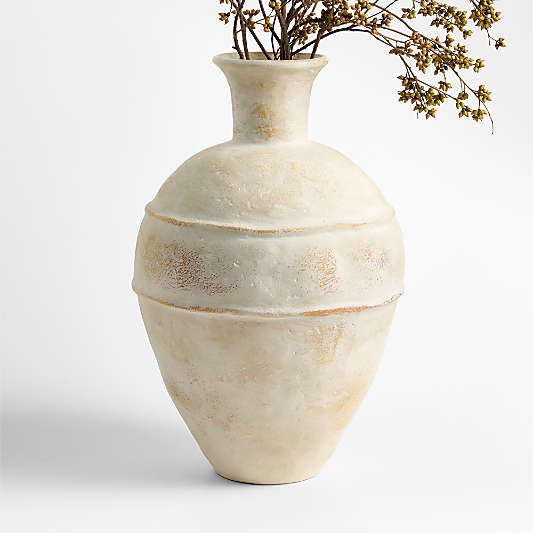 Museion Large Cream Earthenware Clay Vase 18.5 by Jeremiah Brent