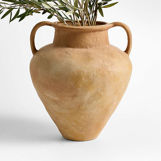 Museion Medium Tan Earthenware Clay Vase 13.5 by Jeremiah Brent