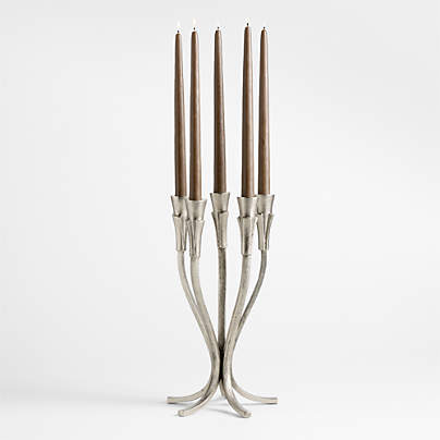 Peutre Antique Pewter Aluminum Taper Candelabra by Jeremiah Brent