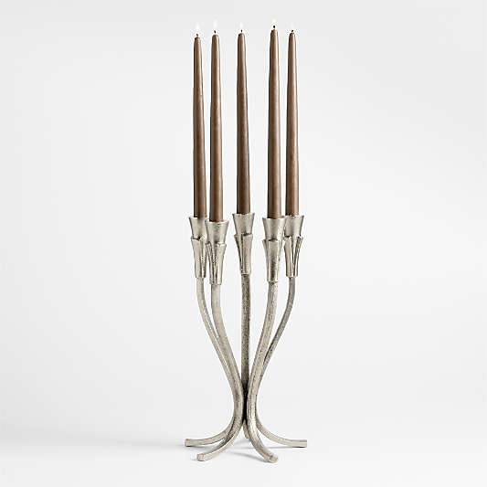 Peutre Antique Pewter Aluminum Taper Candelabra by Jeremiah Brent